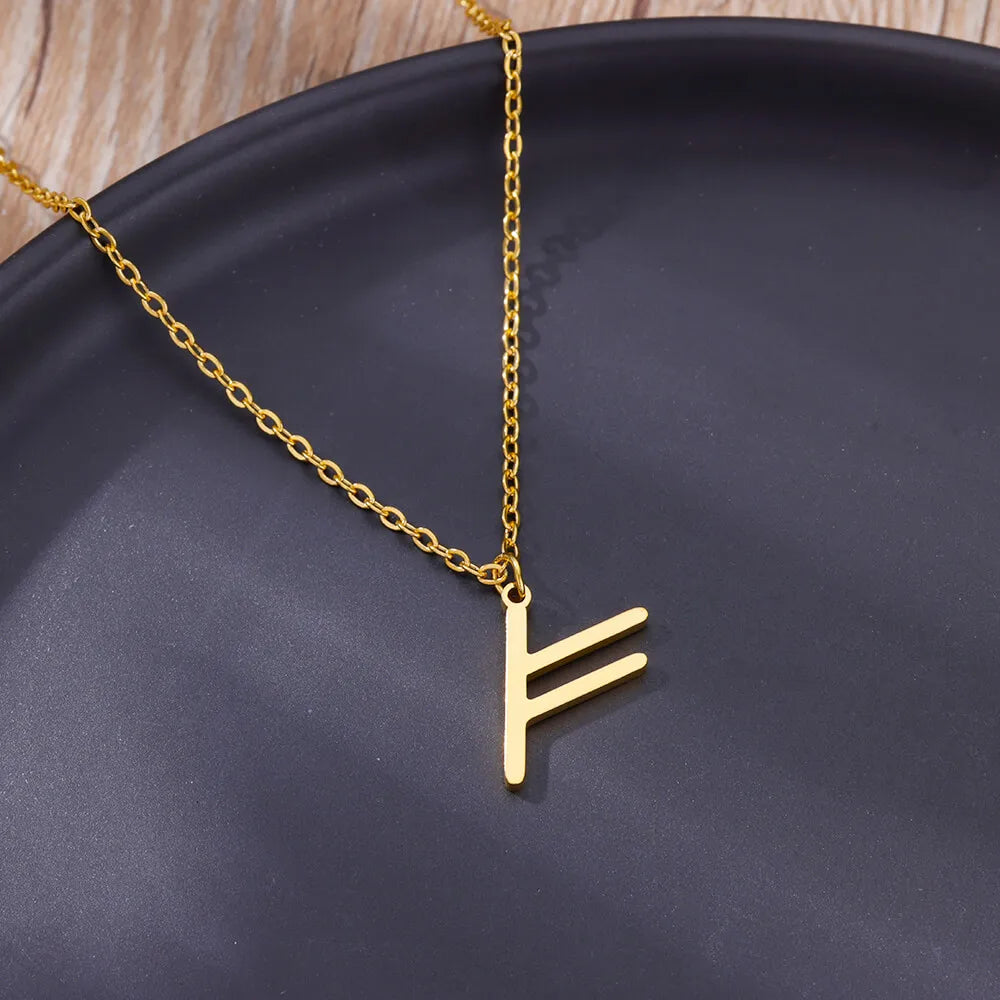 Viking Rune Necklace for Women Norse Runic Letter Pendant Necklaces Minimalist Nordic Stainless Steel Jewelry Christmas Gift