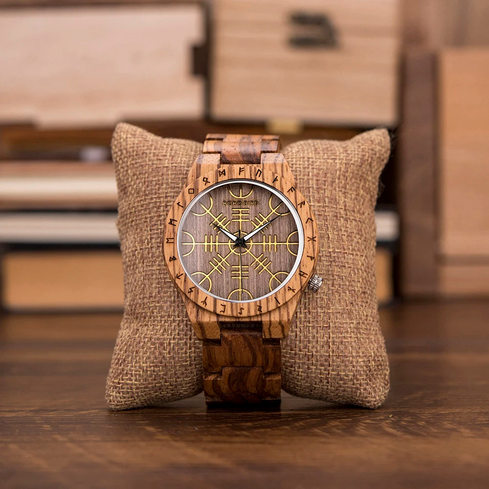 BOBO BIRD Wooden Watch Men Watches Luxury Retro Ebony Wristwatch Timepiece Compass Clock Customize Great Gift Box reloj hombre