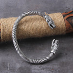 Nordic Viking Dragon Bracelet adjustable Men Wristband Cuff Bracelets with Viking Wooden Box