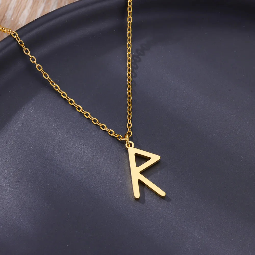 Viking Rune Necklace for Women Norse Runic Letter Pendant Necklaces Minimalist Nordic Stainless Steel Jewelry Christmas Gift