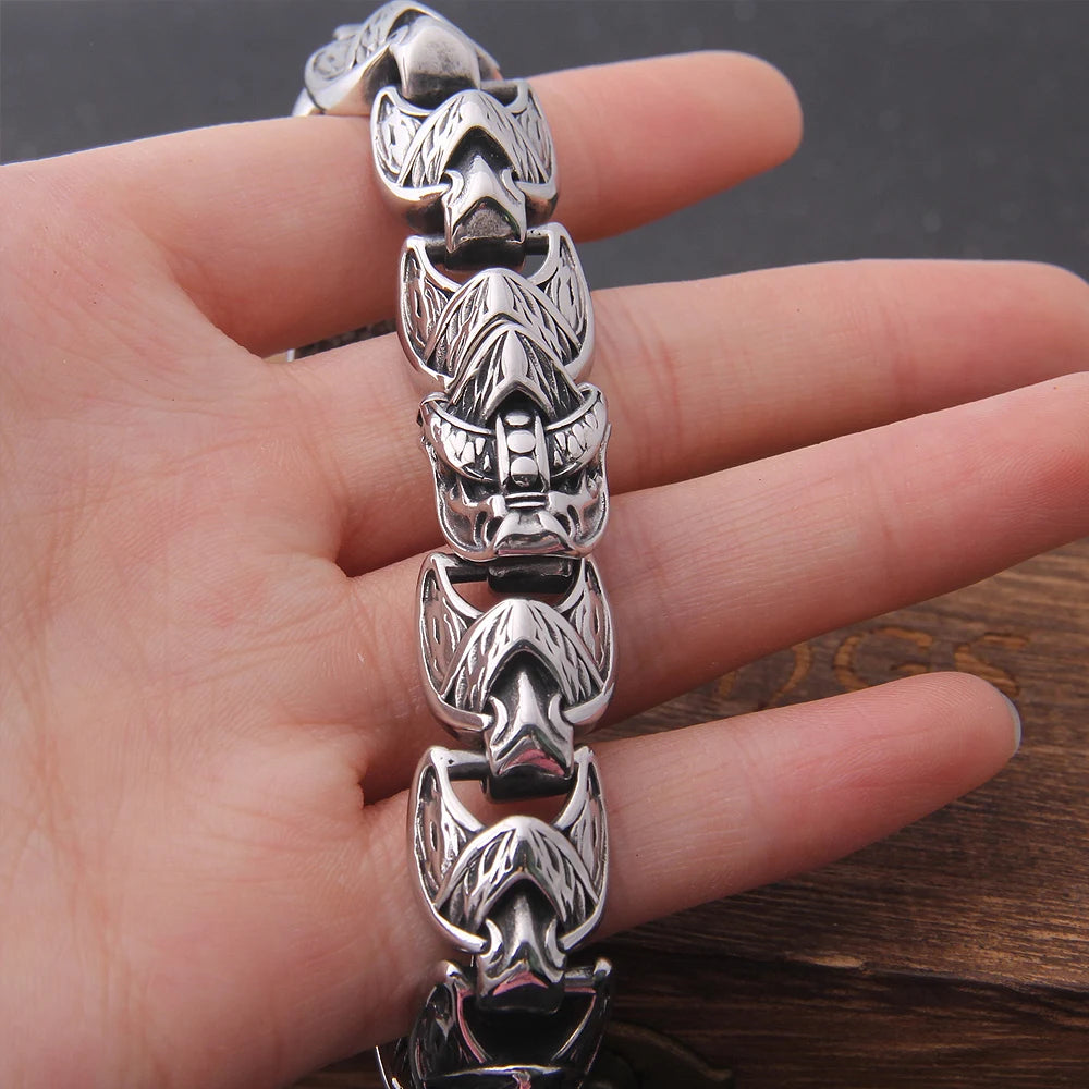 New Viking Ouroboros vintage punk bracelet for men stainless steel fashion Jewelry hippop street culture with wooden box