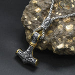 Norse Vikings Thor's Hammer Mjolnir Scandinavian Rune Amulet Keychain Stainless Steel Vegvisir Anchor Pendant Male Jewelry