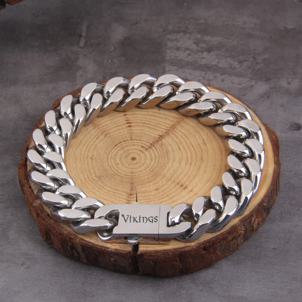 Punk Rock Stainless Steel Biker Mens Bracelet Link Chain Motorcycle Bike Bicycle Chain Bracelets Bangles Jewelry with wood box　