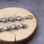 Stainless steel new design men punk skull chain necklace men fashion stainless steel charm bracelet jewelry with wooden box
