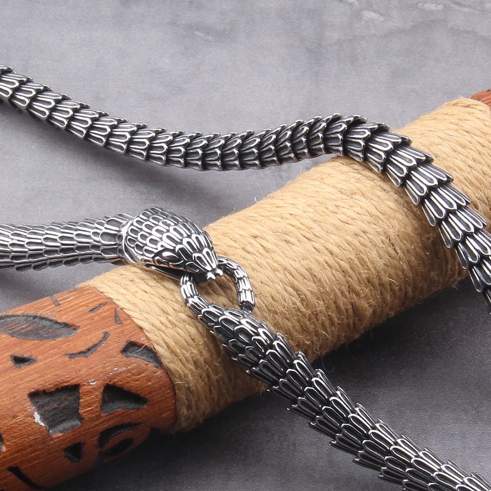 Viking Ouroboros vintage punk Necklace for men never fade stainless steel fashion Jewelry hippop street culture