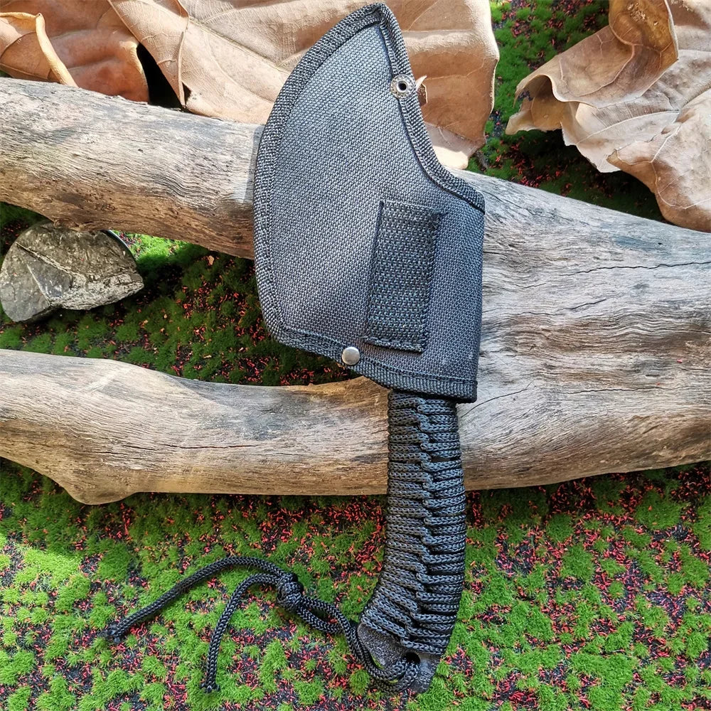 Stainless Steel Survival Hunter Tomahawk Ax: Lightweight Camping Axe with Paracord Handle & Nylon Sheath