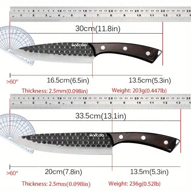 3 Pcs Stainless Steel Chef Knife Set Hand Forged Kitchen Cutters Boning Slicing Butcher Utility Paring Cleavers