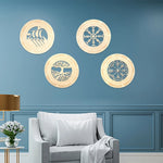 4PCS Set Round Wall Art Nordic Viking Runes Wooden Wall Decor Celtic Family Trees Viking Decor Amulet Sign Home Office Decor