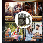 Tankard Mug 600ml Stainless Steel Beer Tankard Cup for Men Antique Men's Barrel Tankard Mug for Party Decoration Wooden Gift