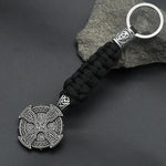 Witches Knot Rune Beads Keychain Viking Celt Knot Cross Pendant Umbrella rope Keyring Vintage Jewelry for Women