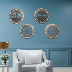 4PCS Set Round Wall Art Nordic Viking Runes Wooden Wall Decor Celtic Family Trees Viking Decor Amulet Sign Home Office Decor