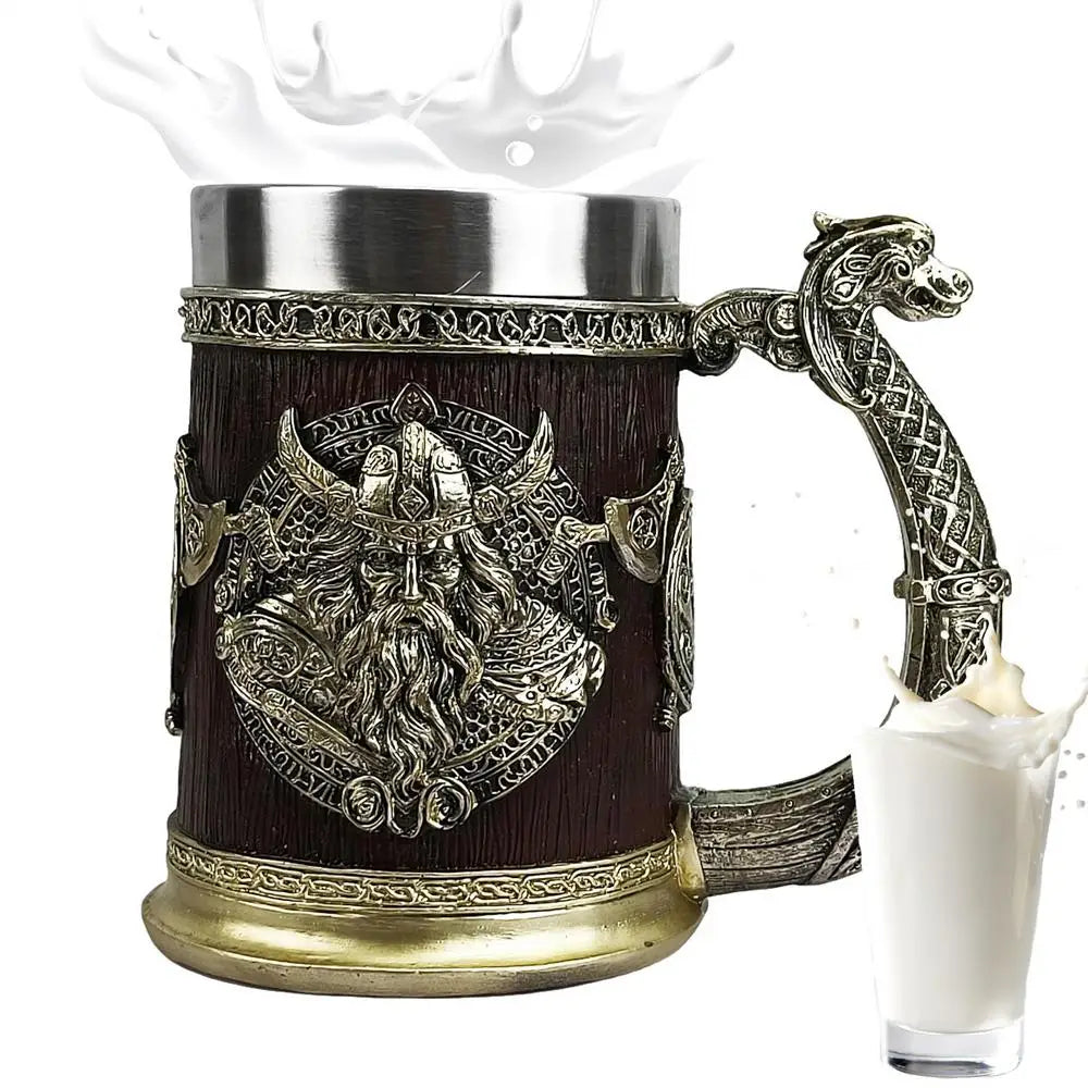 Tankard Mug 600ml Stainless Steel Beer Tankard Cup for Men Antique Men's Barrel Tankard Mug for Party Decoration Wooden Gift