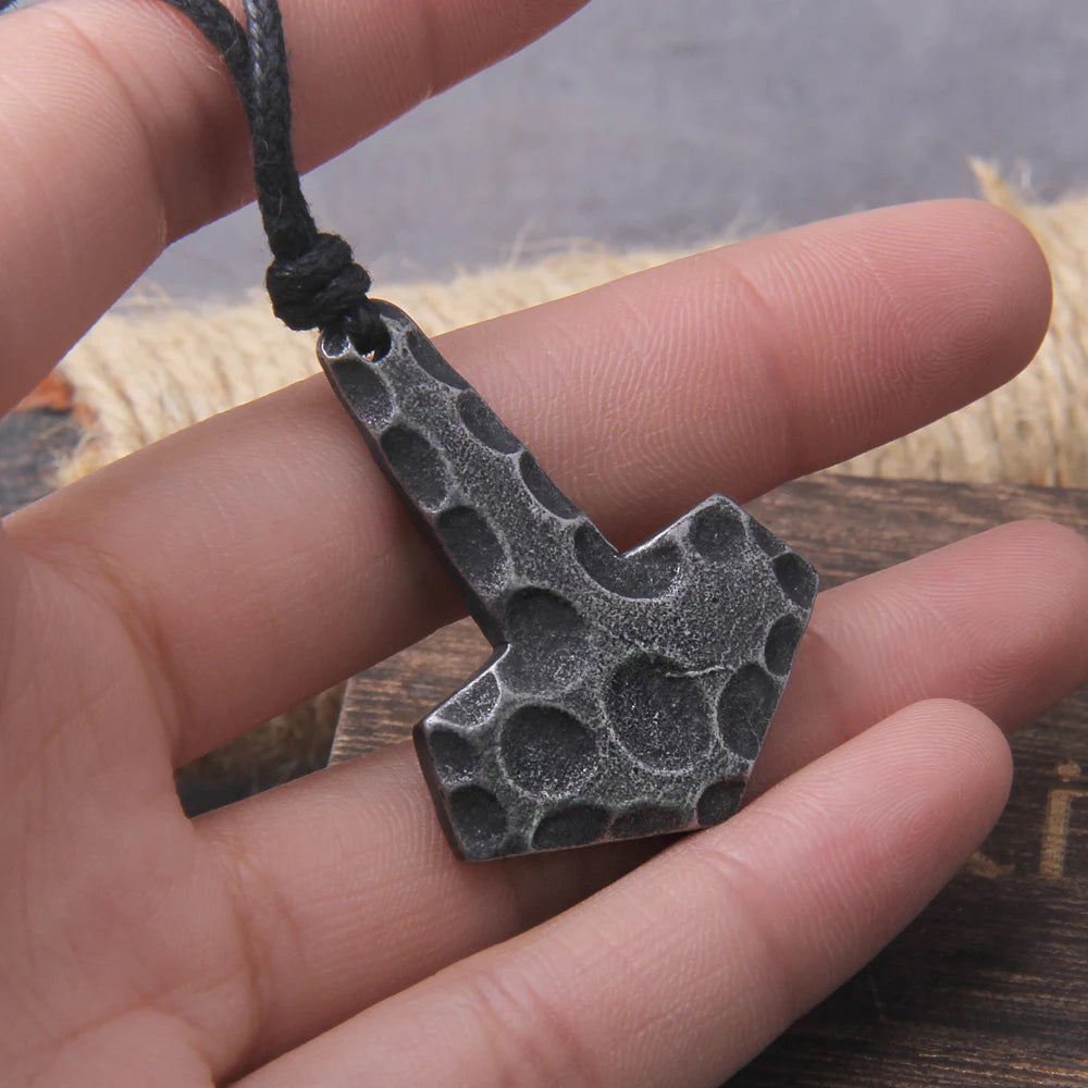 Never Fade man gray thor's hammer mjolnir necklace viking scandinavian norse viking necklace Men Stainless Steel gift with box
