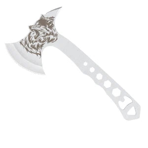 3-Piece Throwing Axe & Tomahawk Set with Built-in Corkscrew & Protective Sheath, Full Tang Stainless Steel 10.4'', Silver