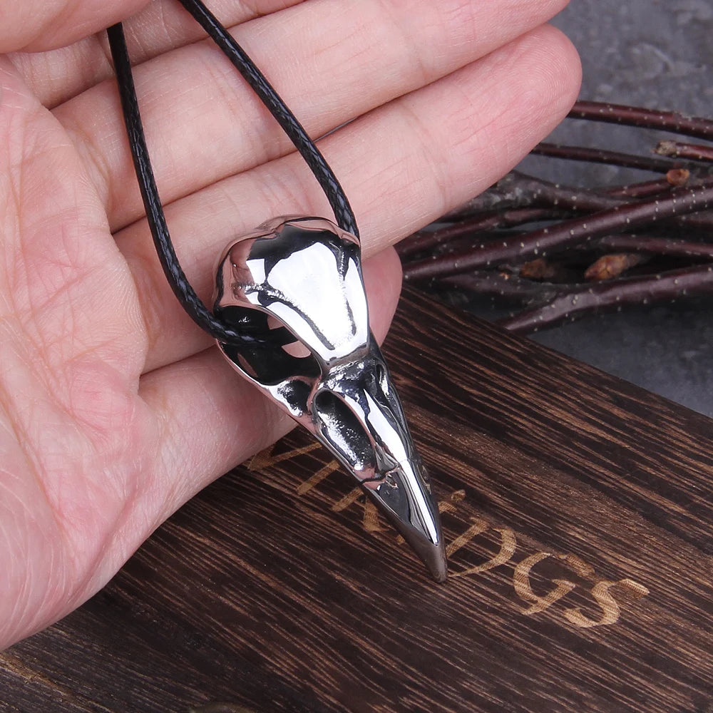 Men Retro Crow Viking Pirate Pendant Necklace Stainless Steel Raven Neck Chain For Male Men's Berserk Rune Cool Fashion Jewelry