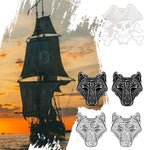 Boniskiss 4pcs Punk Norse Viking Runes Fenrir Wolf Head Amulet Earrings Hip Hop Stainless Steel Stud 20G for Men Women Unisex