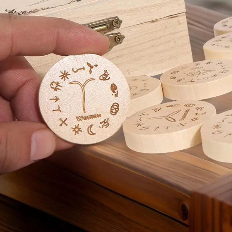 Witches Runes Set Altar Divination Tools with Storage Bag 13Pcs Wood Runes Altar Runes for Beginners Board Game