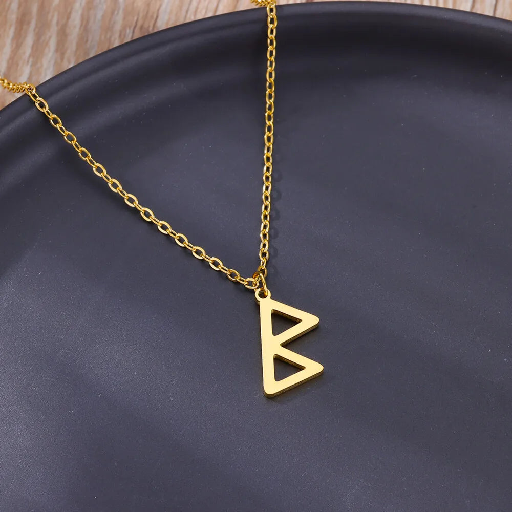 Viking Rune Necklace for Women Norse Runic Letter Pendant Necklaces Minimalist Nordic Stainless Steel Jewelry Christmas Gift