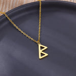 Viking Rune Necklace for Women Norse Runic Letter Pendant Necklaces Minimalist Nordic Stainless Steel Jewelry Christmas Gift