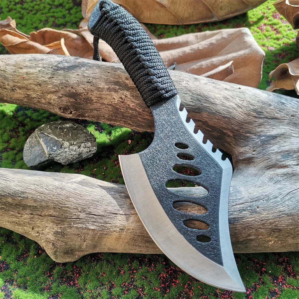 Stainless Steel Survival Hunter Tomahawk Ax: Lightweight Camping Axe with Paracord Handle & Nylon Sheath
