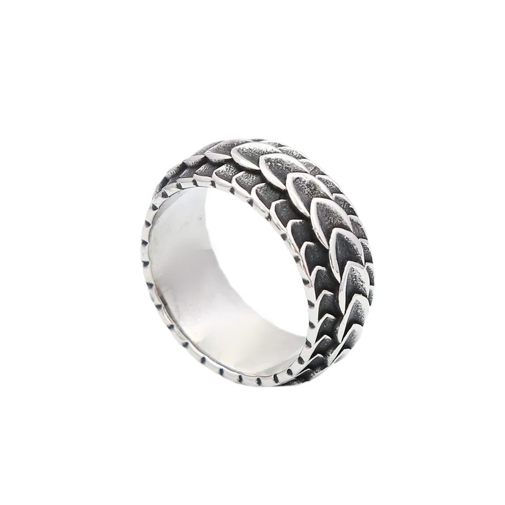 Nordic Vikings Dragon Scale Rings For Men Boys 316L Stainless Steel Viking Dragon Spine Ring Punk Vintage Party Jewelry Gifts