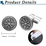BONISKISS Men's Stainless Steel Cufflinks Nordic Viking Odin Compass Symbol Rune Cufflinks The Best Gift for Father Husband Son