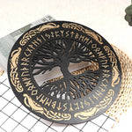 4PCS Set Round Wall Art Nordic Viking Runes Wooden Wall Decor Celtic Family Trees Viking Decor Amulet Sign Home Office Decor