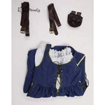 USA Stock DAIZBELLA Women Medieval Renaissance Dress Retro Viking Fake Two Piece Dress with Wasit Bag Cosplay Costume