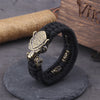 Never Fade Rock Viking Wolf Bracelet Men's handmade cord Wolf Bead Punk Bracelets Biker Jewelry