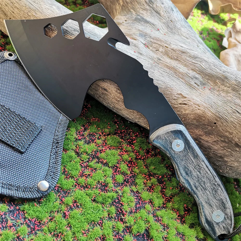 Multi-functional Tactical Axe with Nylon Cover - Durable Handaxe for Camping, Hiking and Survival - Corrosion 7CR13 Steel Blade