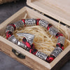 Never Fade Viking Axe punk beads bracelet for men stainless steel fashion climbing rope Jewelry with wooden box as gift