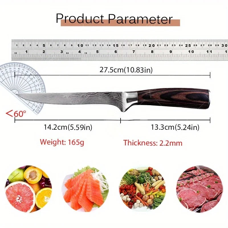 1 PC Stainless Steel Boning Knife Professional Kitchen Tool for Meat Fish Vegetable Carving Cleaver Sharpener Cookware