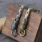 Never Fade Rock Viking Wolf Bracelet Men's Stainless Steel King Chain Wolf Punk Bracelets Biker Jewelry without box
