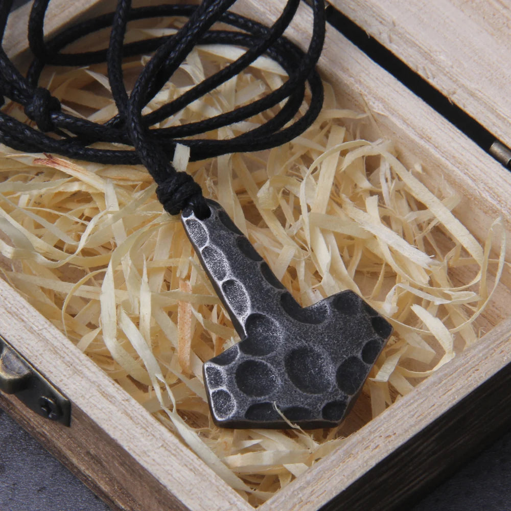 Never Fade man gray thor's hammer mjolnir necklace viking scandinavian norse viking necklace Men Stainless Steel gift with box