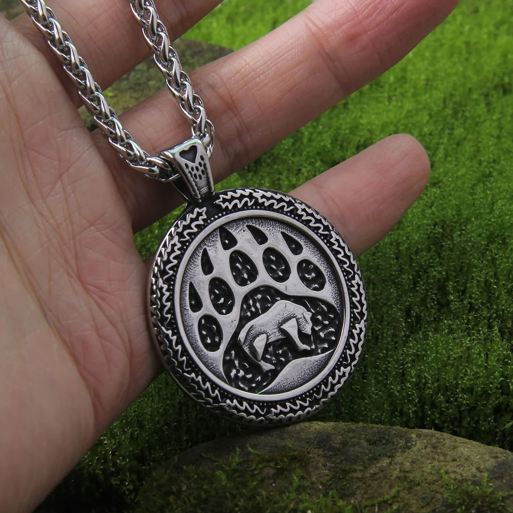 Never Fade Viking Bear Men's Pendant Necklace Punk Bear Claw High Quality As Men Jewelry