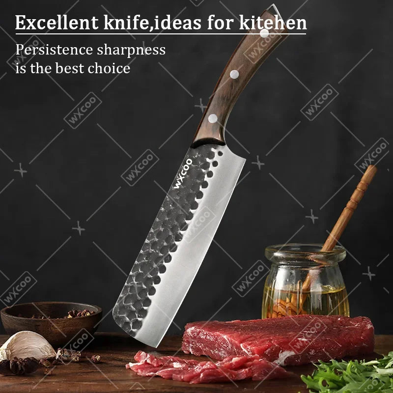 8PCS Professional Kitchen Chef Knife Set Handmade Forged Stainless Steel Chef Knife Butcher Knife Vegetable Utility Boning Fish