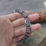 Stainless steel Runes Beads Men Bracelet Viking Rune Bracelet Fashion Charm Beads Bracelet wooden box