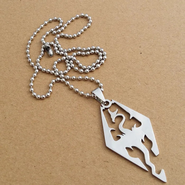 Stainless Steel Charms Viking Dragon Skull Pendant Necklace Women Men's Fashion Biker Rock Punk Jewelry Antique Retro Chain Gift