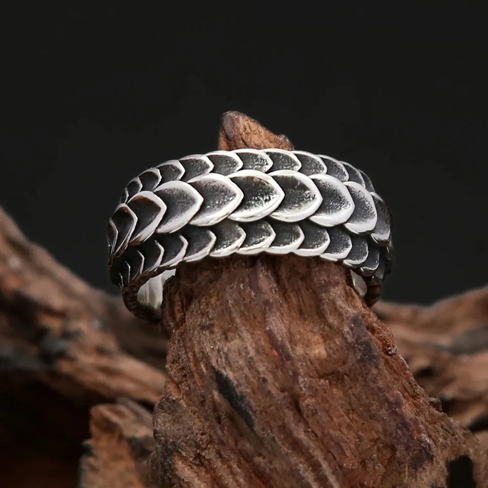 Nordic Vikings Dragon Scale Rings For Men Boys 316L Stainless Steel Viking Dragon Spine Ring Punk Vintage Party Jewelry Gifts