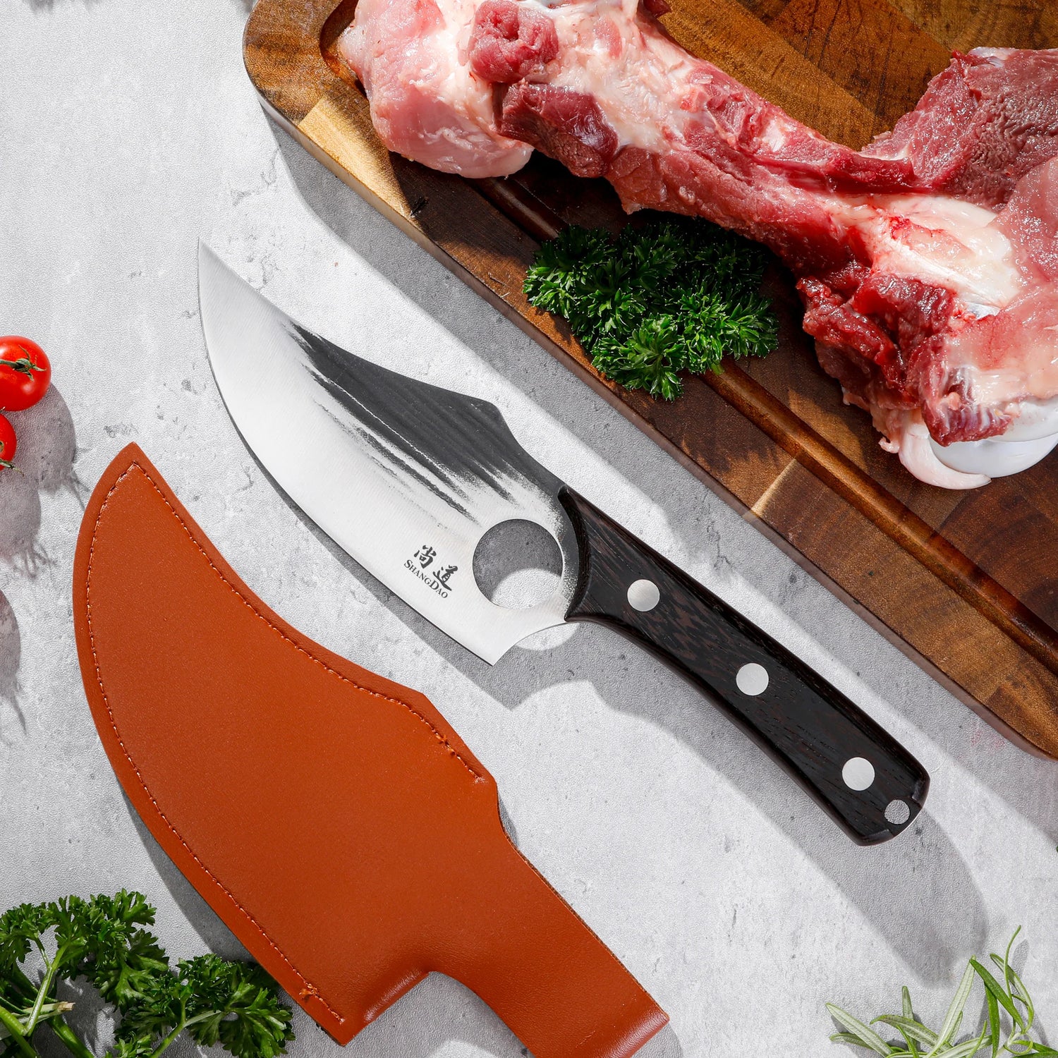 SHANGDAO Boning Knives 6 ″ Viking Boning Knife for Meat Cutting, High Quality Stainless Steel Hand Forged Blade & Wood Handle
