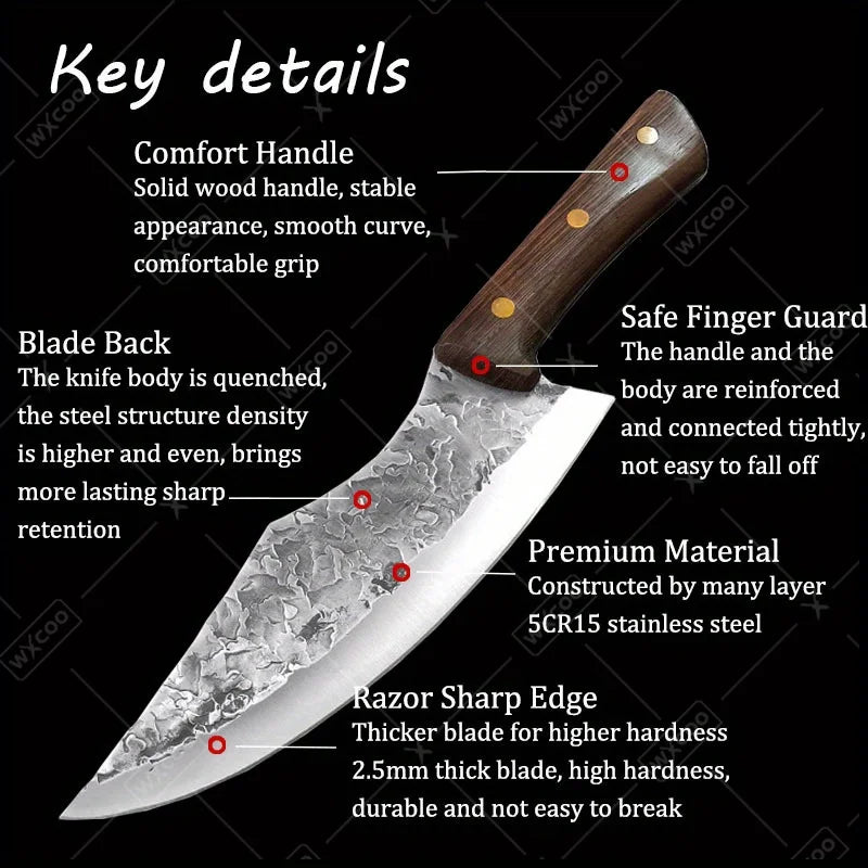 Forged Boning Knife Stainless Steel Professional Kitchen Utility Knife Butcher Chef Meat Fish Vegetable Chopper Santoku Cutting
