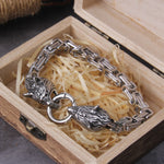 Never Fade Rock Viking Wolf Bracelet Men's Stainless Steel King Chain Wolf Punk Bracelets Biker Jewelry without box