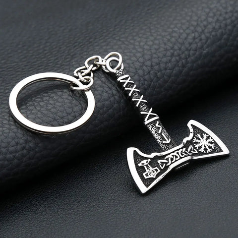 Nordic Vikings Double Axe Keychains For Man Women 316L Stainless Steel Punk Gothic Amulet Pendant Key Chain Slavic Jewelry Gifts