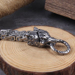 Never Fade Rock Viking Wolf Charm Bracelet Men's Stainless Steel Mesh Chain silver color Wolf Punk Bracelets Biker Jewelry