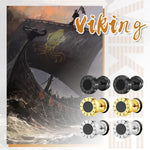 BONISKISS Men's Viking stainless steel earrings Nordic style compass rune embellished punk earrings set jewelry gift