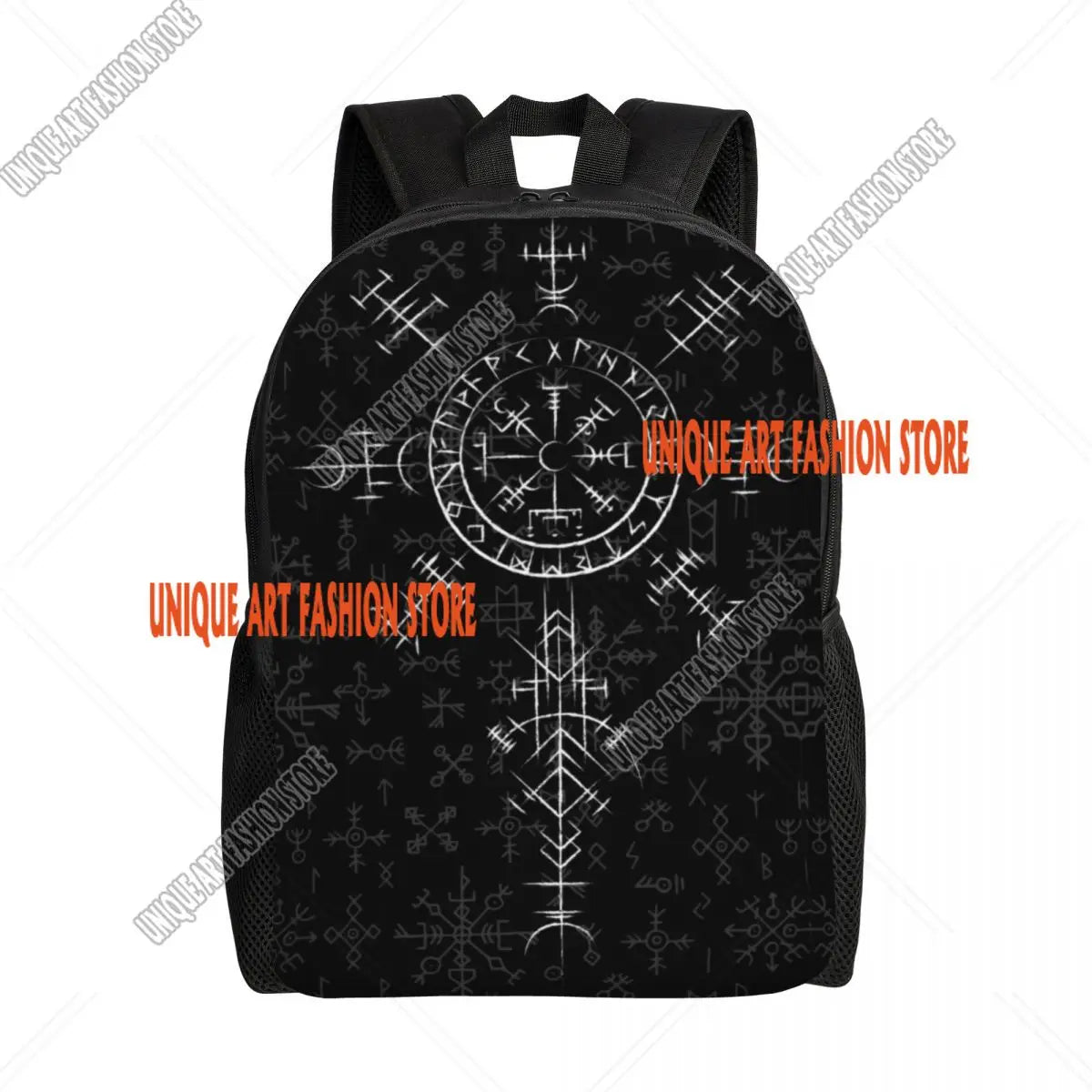 Viking Vegvisir Tree Of Life Backpack for Men School College Student Bookbag Fits 15 Inch Laptop Vikings Valhalla Moon Wolf Bags