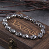 Gun Black Vintage full Stainless Steel Skull Beaded Skull Bracelet for Men Bracelets Gothic packing by wooden box as gift