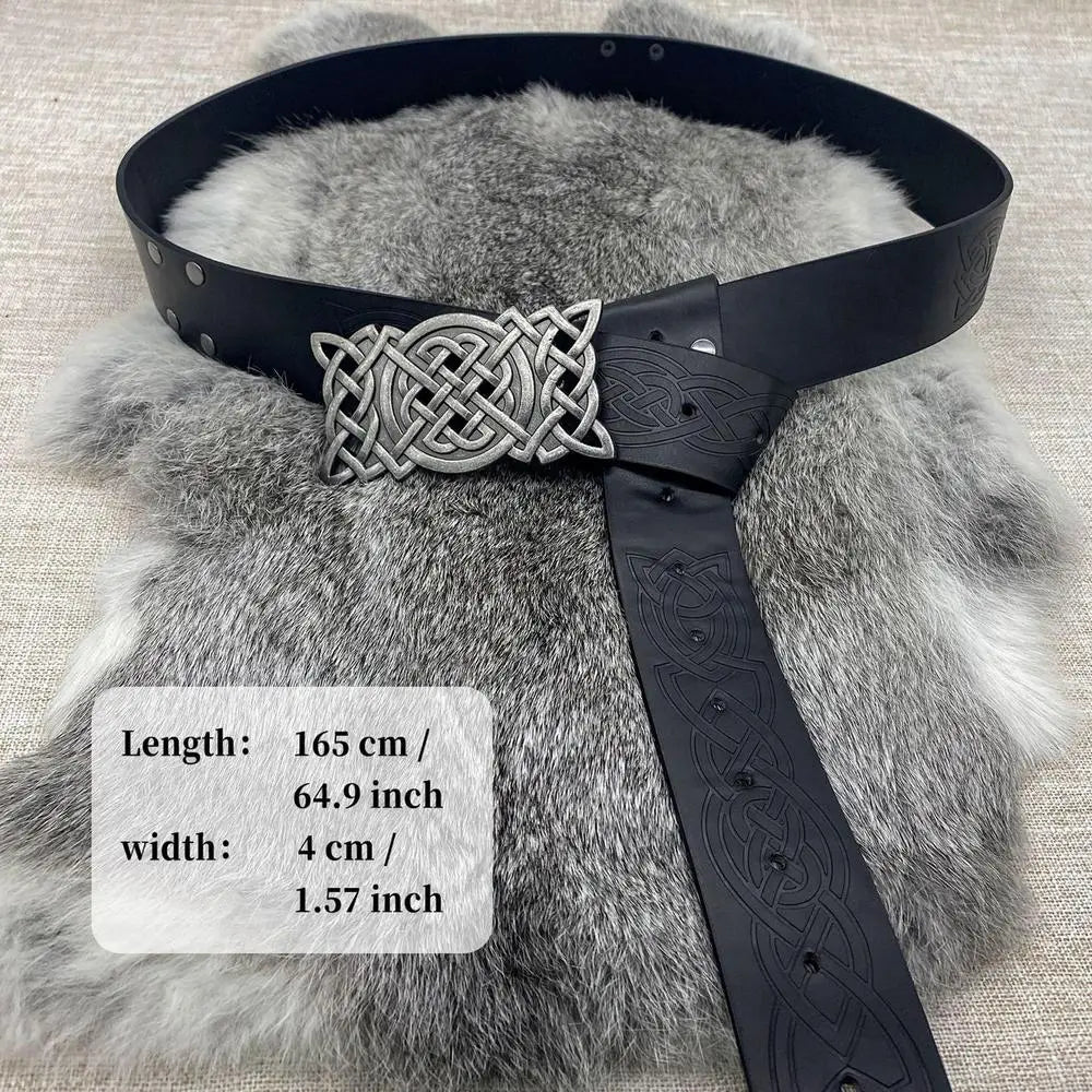Medieval Vintage Belt Renaissance Viking Belt For Men Faux Leather Embossed Cosplay Belt With Embossed Buckle For Stage Show