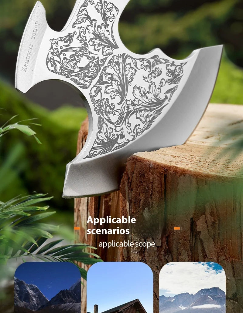 Outdoor camping stainless steel high hardness wolf axe, hiking and logging road axe, jungle road axe, the best gift for men