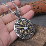 Stainless Steel Vegvisir Viking Mix Gold Color Rune Necklace Viking Scandinavian Norse Viking Necklace Men Christmas Gift